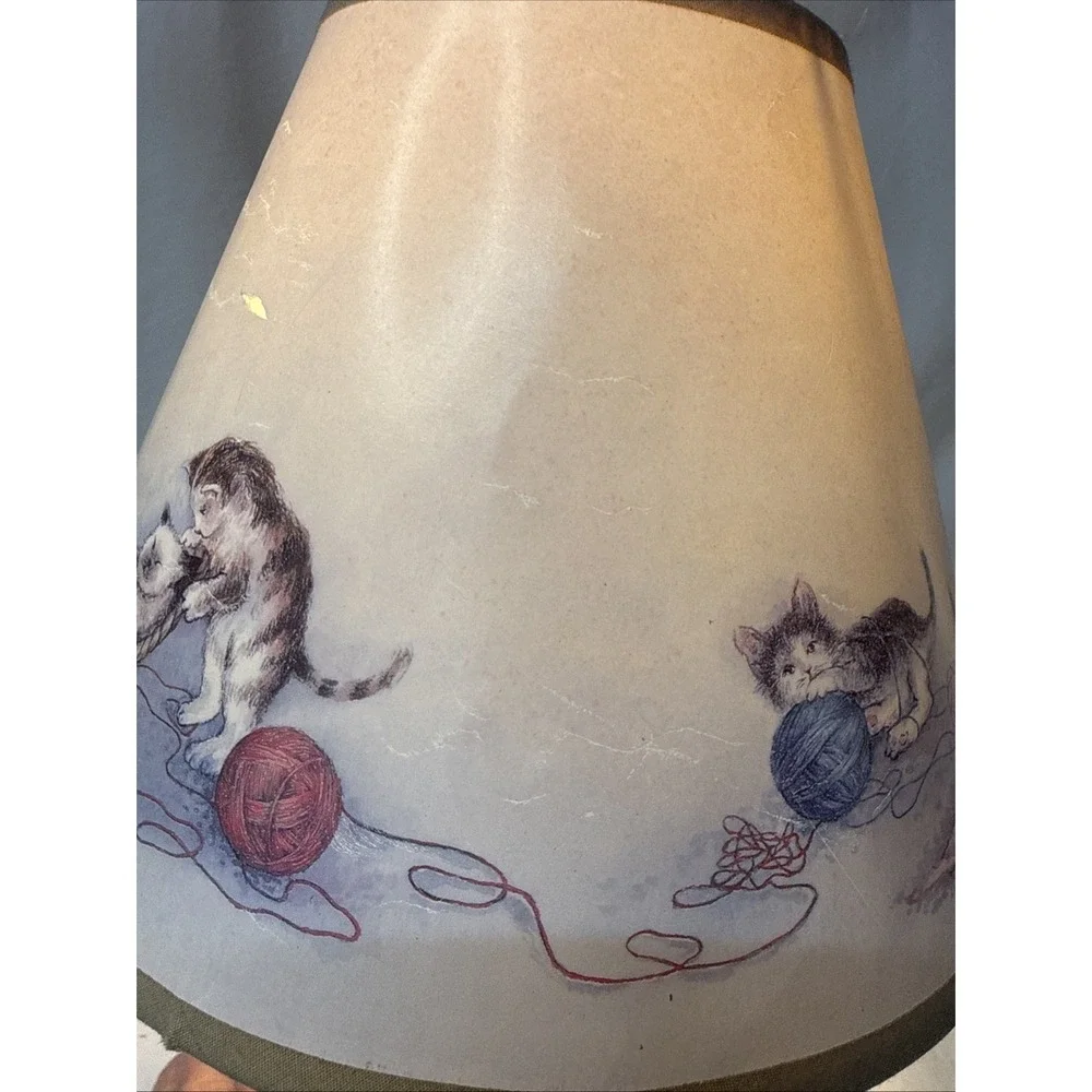 Vintage Cat Lady Table Lamp Chair Cats Kittens Yarn Comfy Chair Resin Grannycore